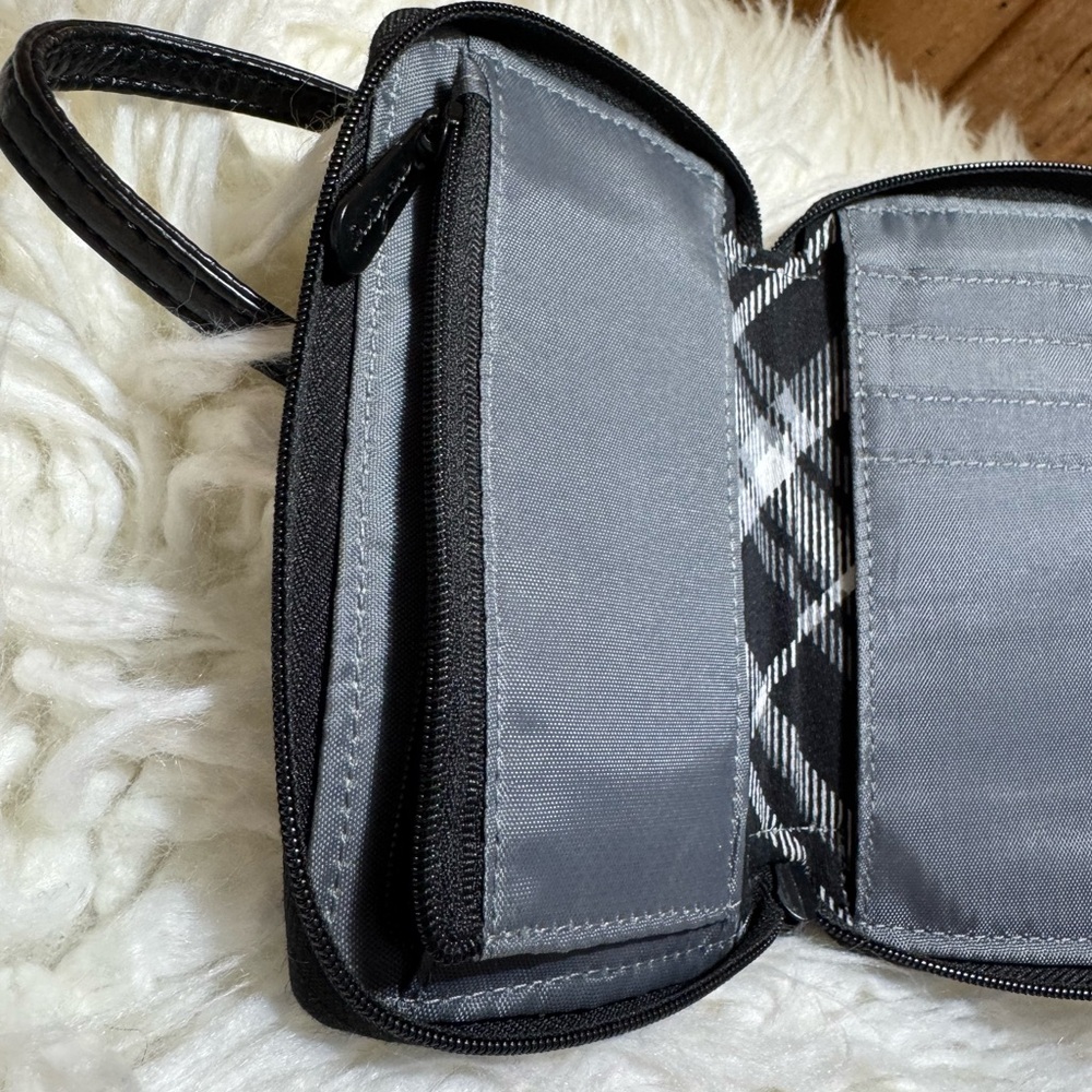 Thirty-One Timeless Wristlet Black Plaid Multi-Pocket Clutch - Picture 8 of 8